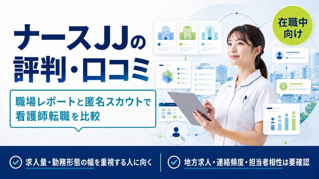 ナースJJの評判・口コミは？看護師転職での求人数・職場レポート・匿名スカウトの実際を転職経験者目線で整理