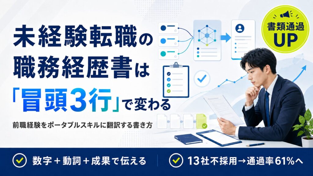 職務経歴書の書き方｜未経験転職で13社落ちた私の通過率がなぜ上がったか・厚労省ポータブルスキルを実務に翻訳した5ステップ