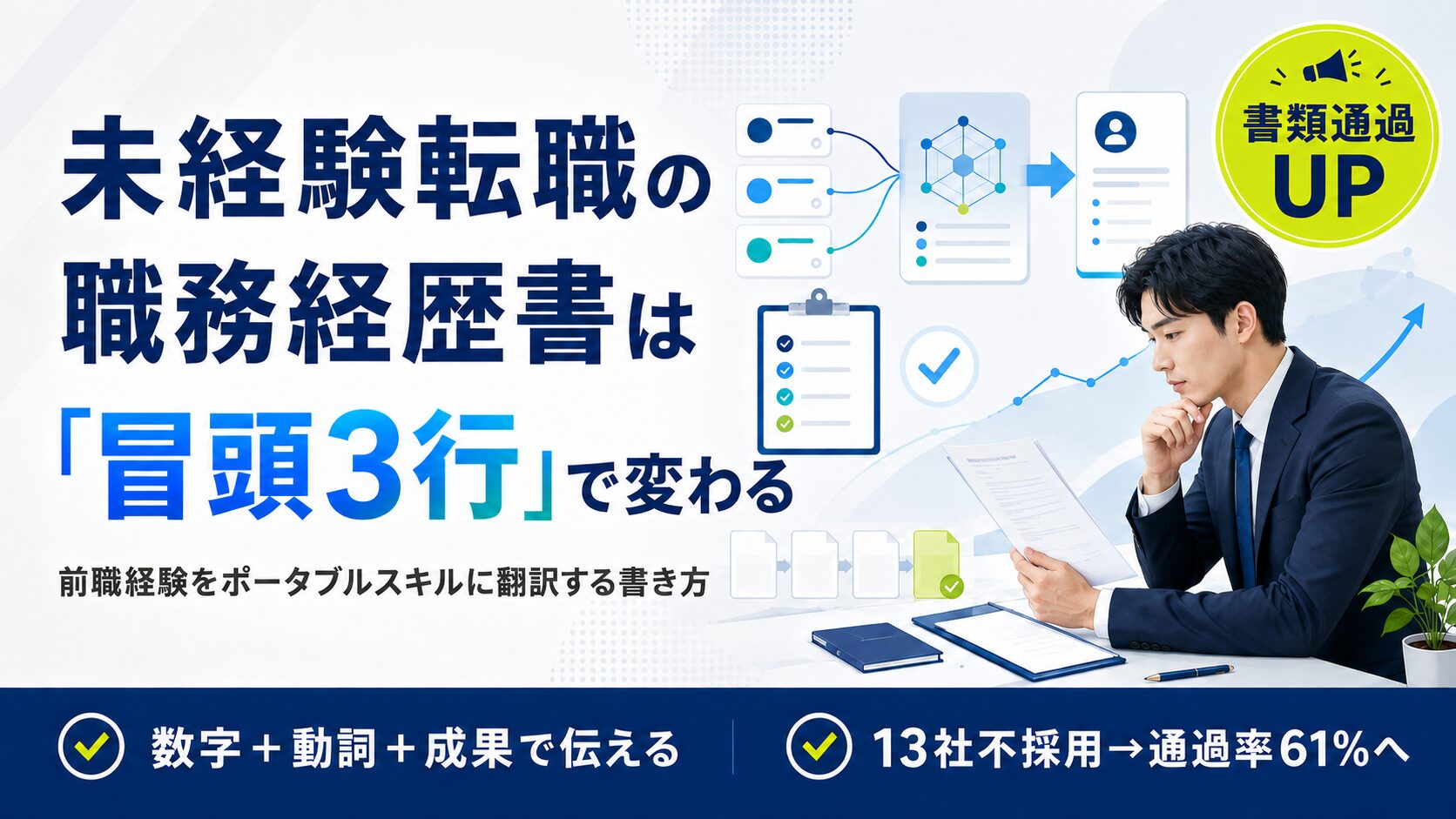 職務経歴書の書き方｜未経験転職で13社落ちた私の通過率がなぜ上がったか・厚労省ポータブルスキルを実務に翻訳した5ステップ