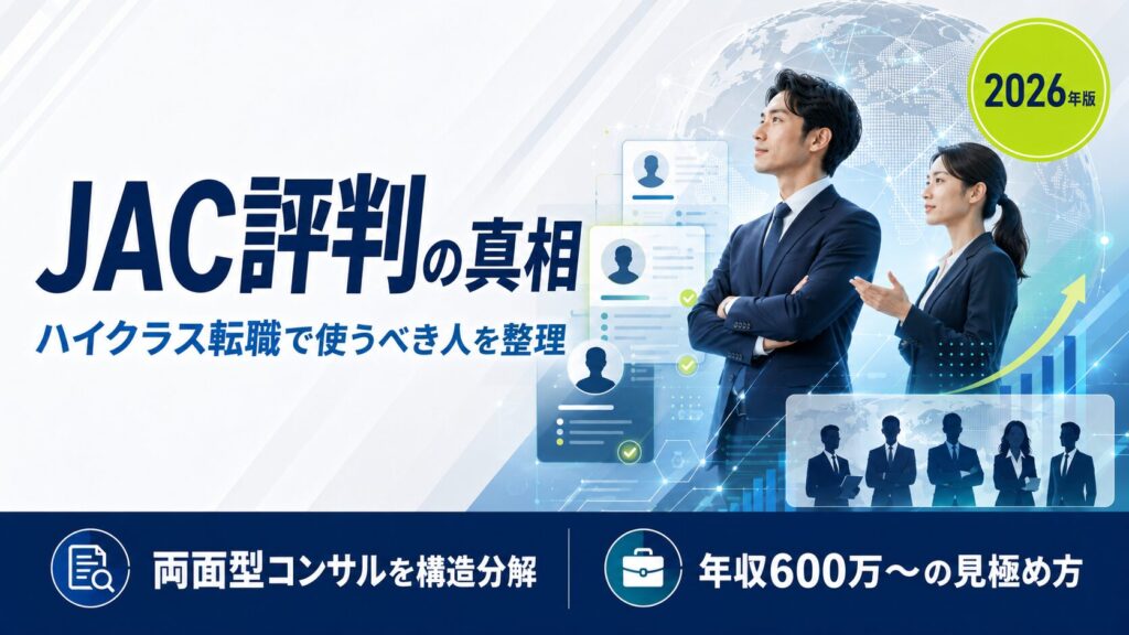 JACリクルートメントの評判・口コミは本当？特徴とハイクラス転職での使い方を整理