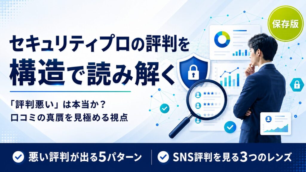 セキュリティプロの評判を構造解体：『評判悪い』が必然的に出る5パターンとSNS評判の真贋3レンズ